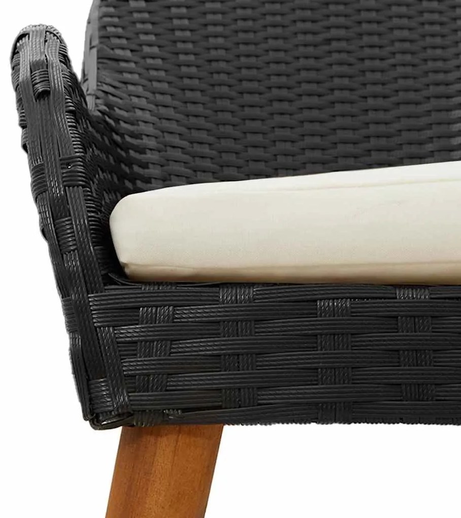 Conjunto de Jantar de Jardim 9 Peças Preto Rattan Sintético