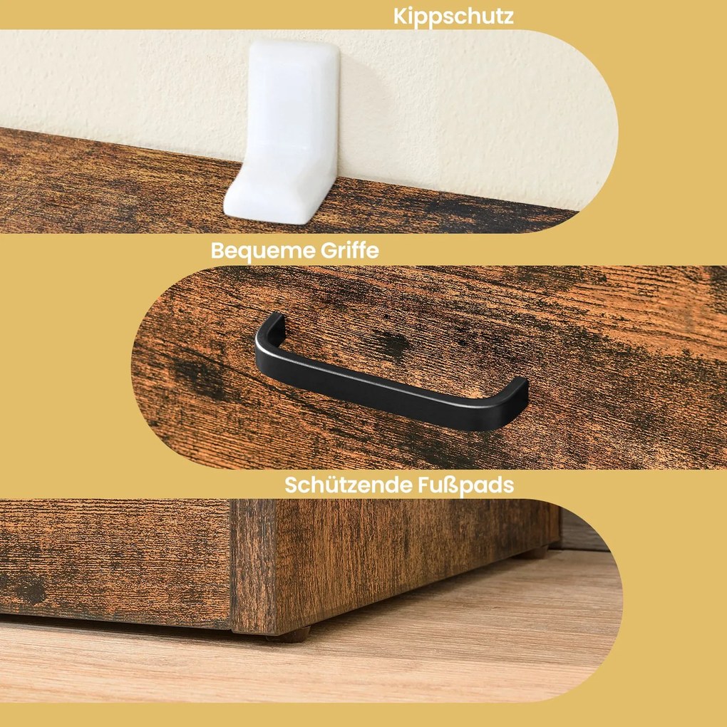 Sapateira com gavetas 60 x 24 x 120 cm castanho vintage
