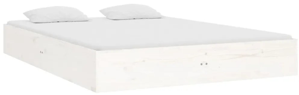 Estrutura de cama 140x190 cm madeira maciça branco