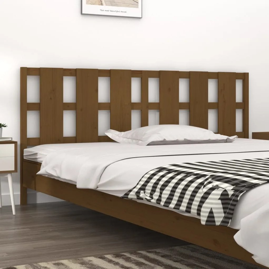 vidaXL Cabeceira de cama 205,5x4x100 cm pinho maciço castanho mel