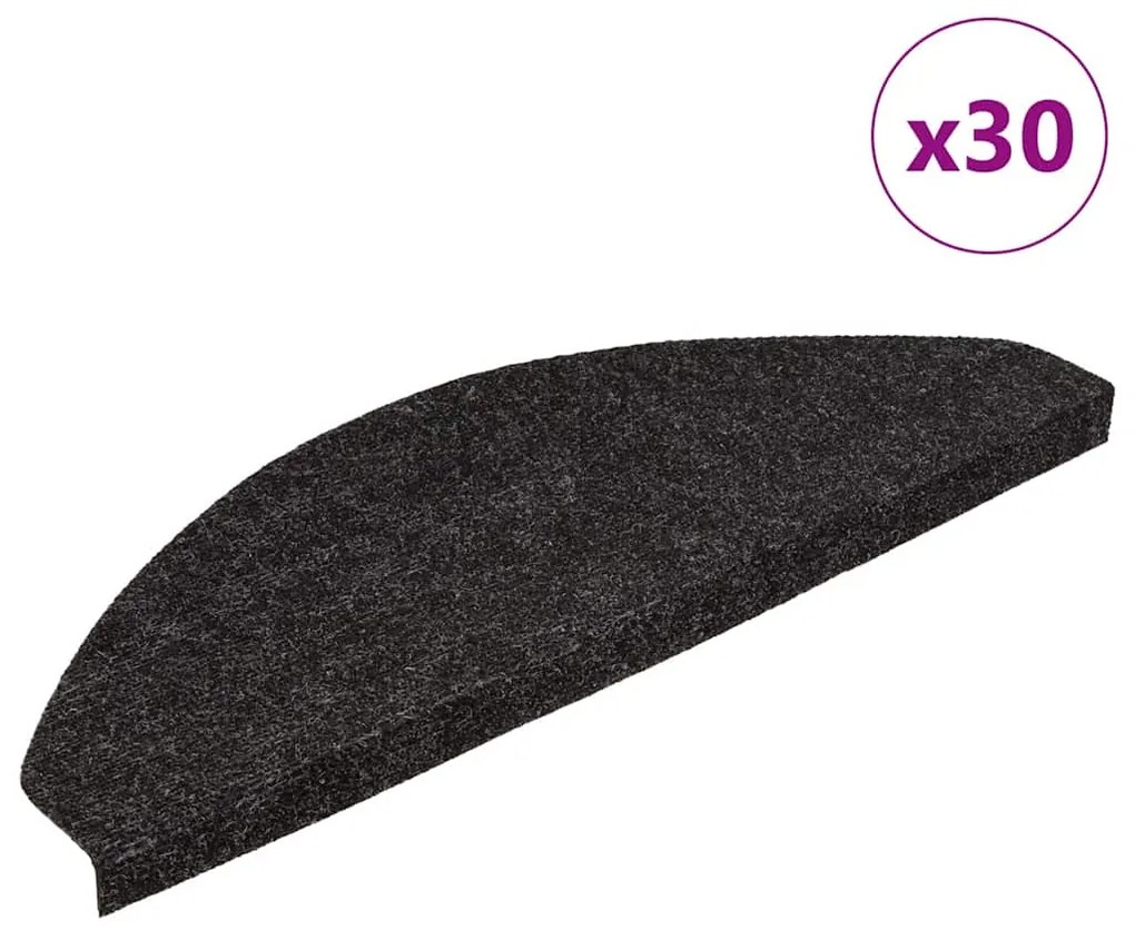 Tapetes de escada adesivos 30 pcs 65x22,5x3,5 cm antracite