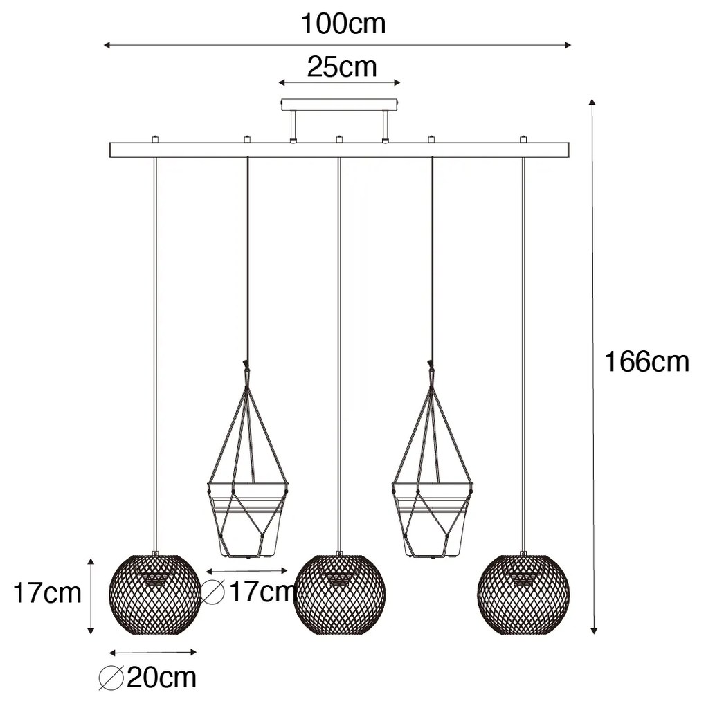 Candeeiro de suspensão industrial preto 3 luzes - Flor Industrial