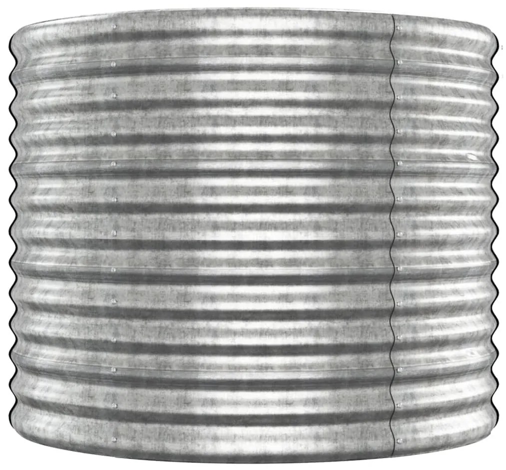 Canteiro elevado jardim 512x80x68cm aço revestido a pó prateado