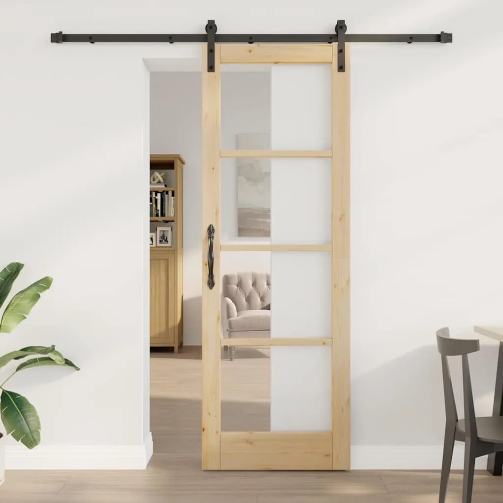 vidaXL Porta Deslizante ORKDAL Natural e Preto 73,5 x 211 cm