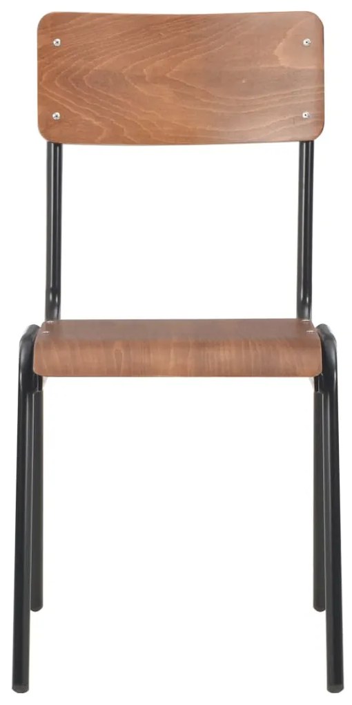 Cadeiras de jantar 4 pcs contraplacado maciço e aço castanho