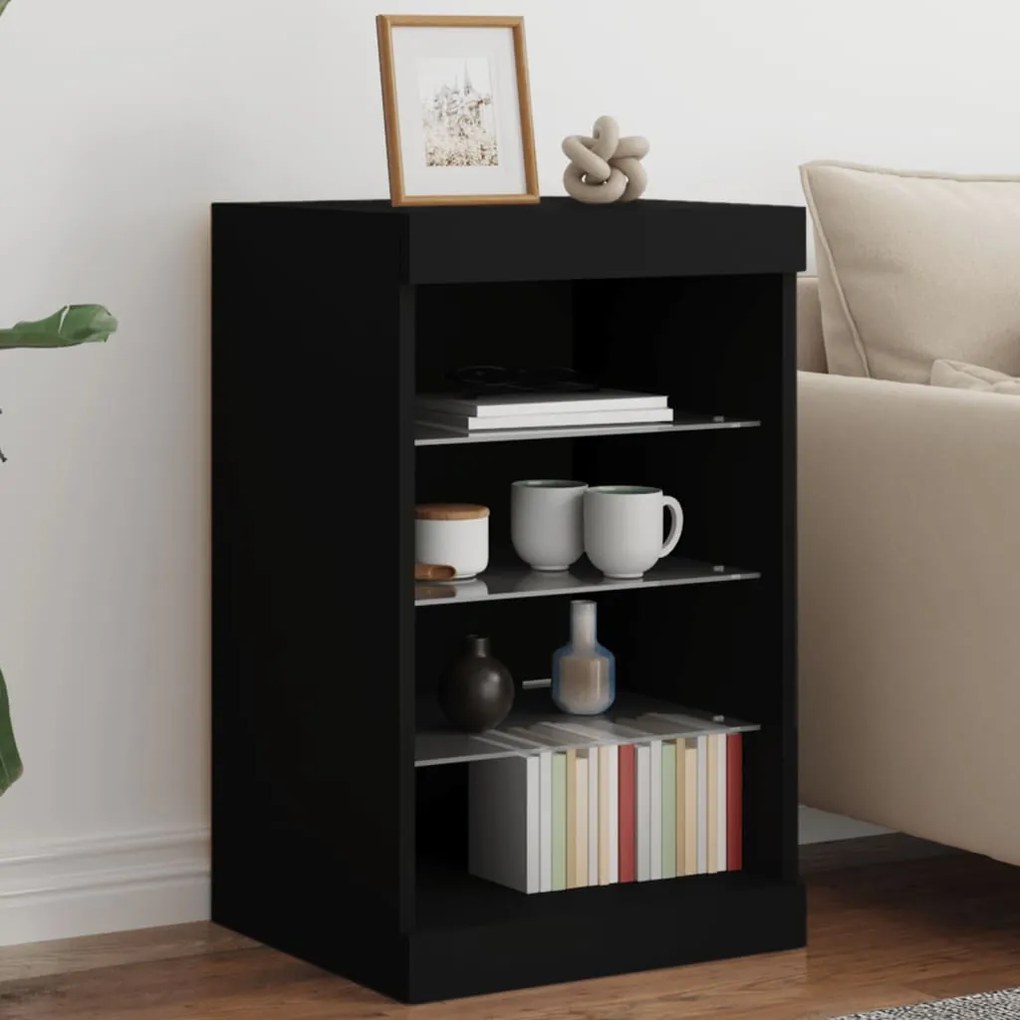 vidaXL Aparador com luzes LED 41x37x67 cm preto