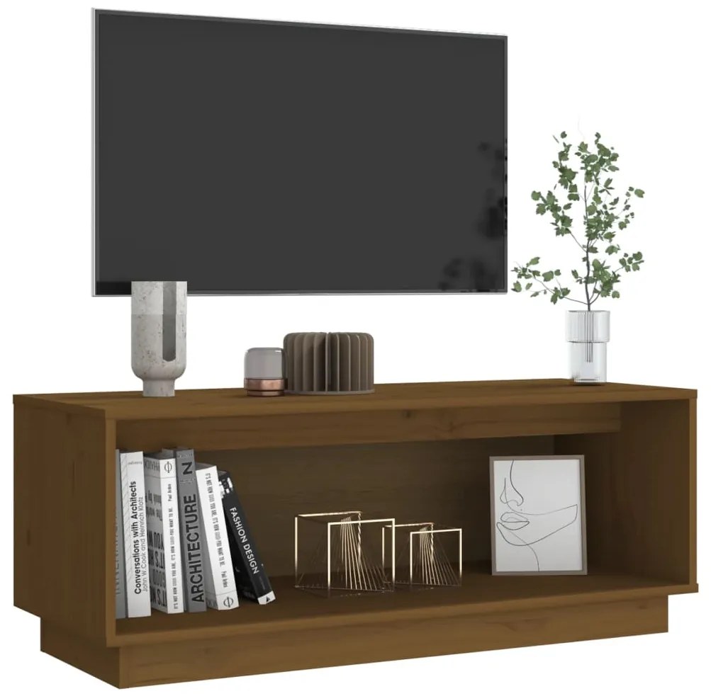 Móvel de TV 90x35x35 cm madeira de pinho maciça castanho mel