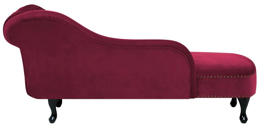 Chaise-longue à direita em veludo vermelho escuro NIMES Beliani