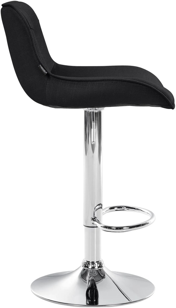 Banco alto em tecido com estrutura prateada 85-106 x 49 x 51 cm preto