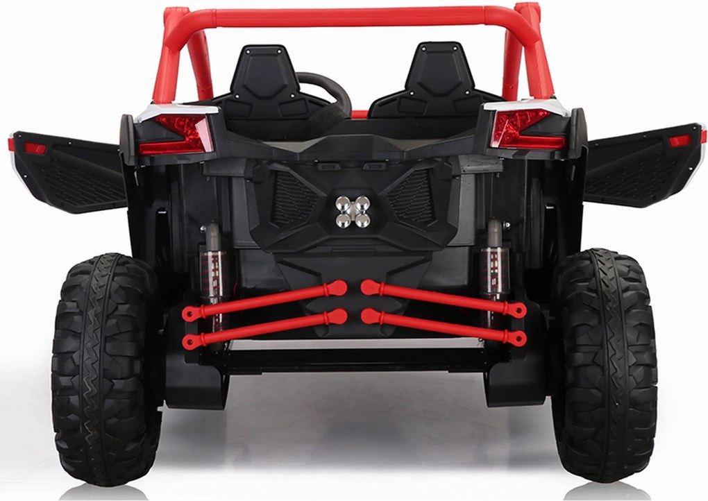 Carro elétrico para Crianças 24V 4x4 2 Lugares Buggy SR SUPER 66 Rodas de espuma EVA, Assento Couro Vermelho