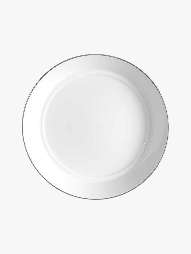 Pratos de massa em porcelana artesanal com rebordo em platina pintado à mão Vitruv, 2 uni.