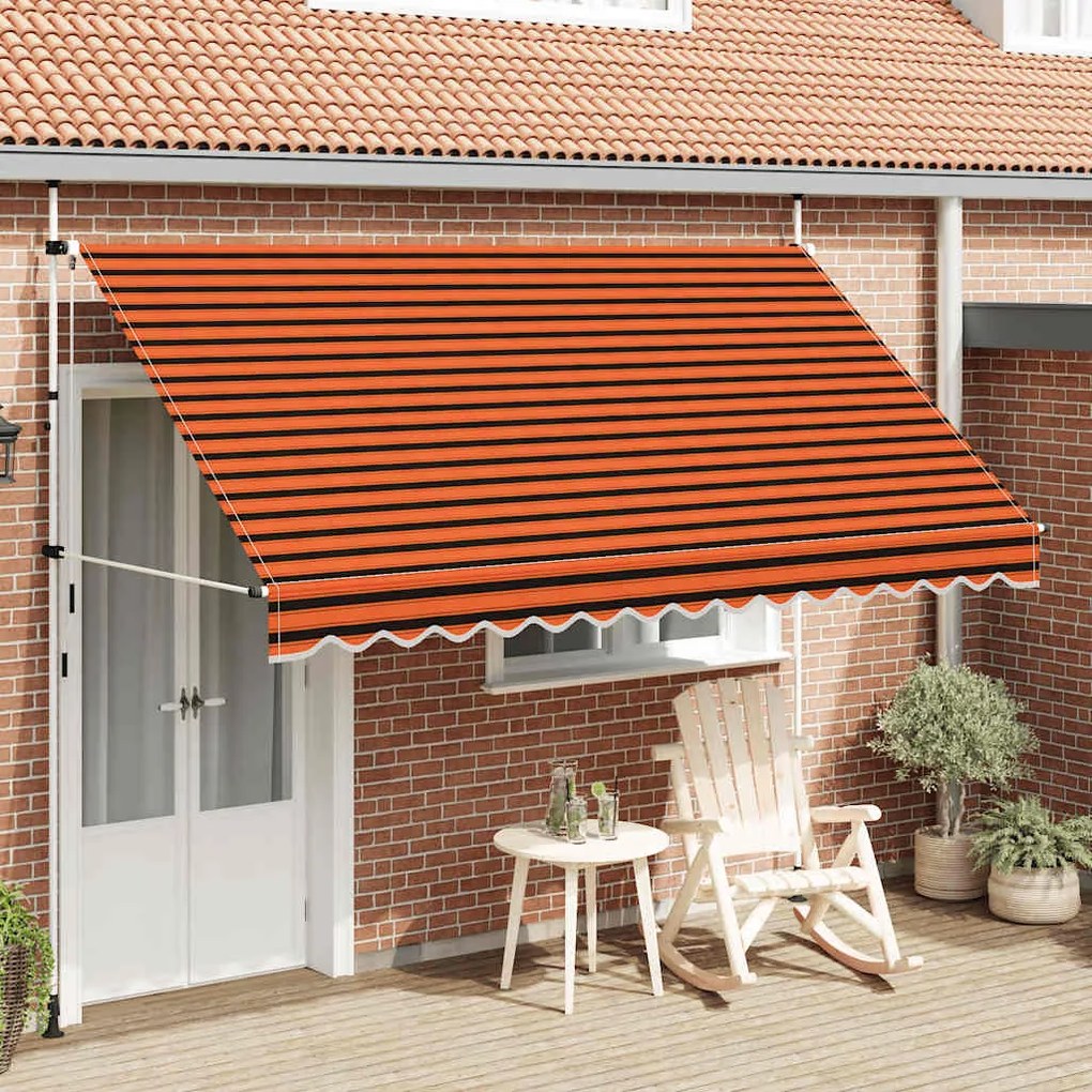Toldo retrátil manual 350 cm laranja e castanho