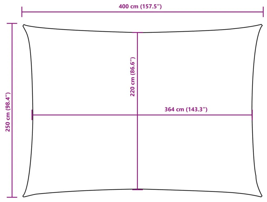 Para-sol estilo vela tecido oxford retangular 2,5x4 m creme