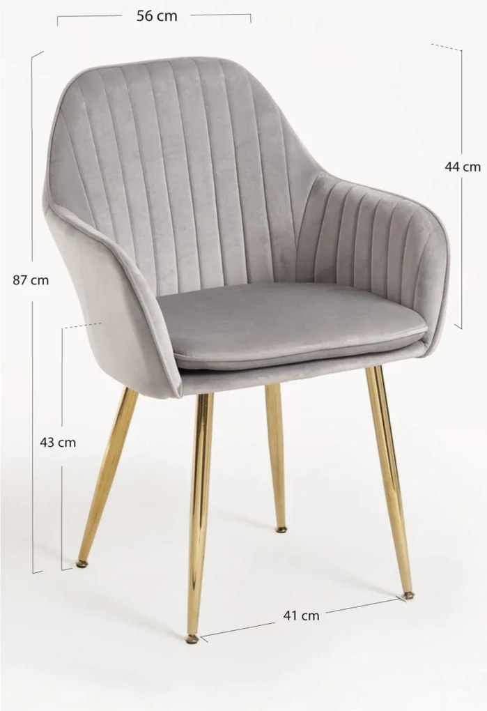 Pack 2 Cadeiras Chic Golden - Cinza claro