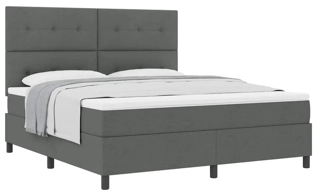 Cama Box com Colchão Cinza Escuro Super King Tecido