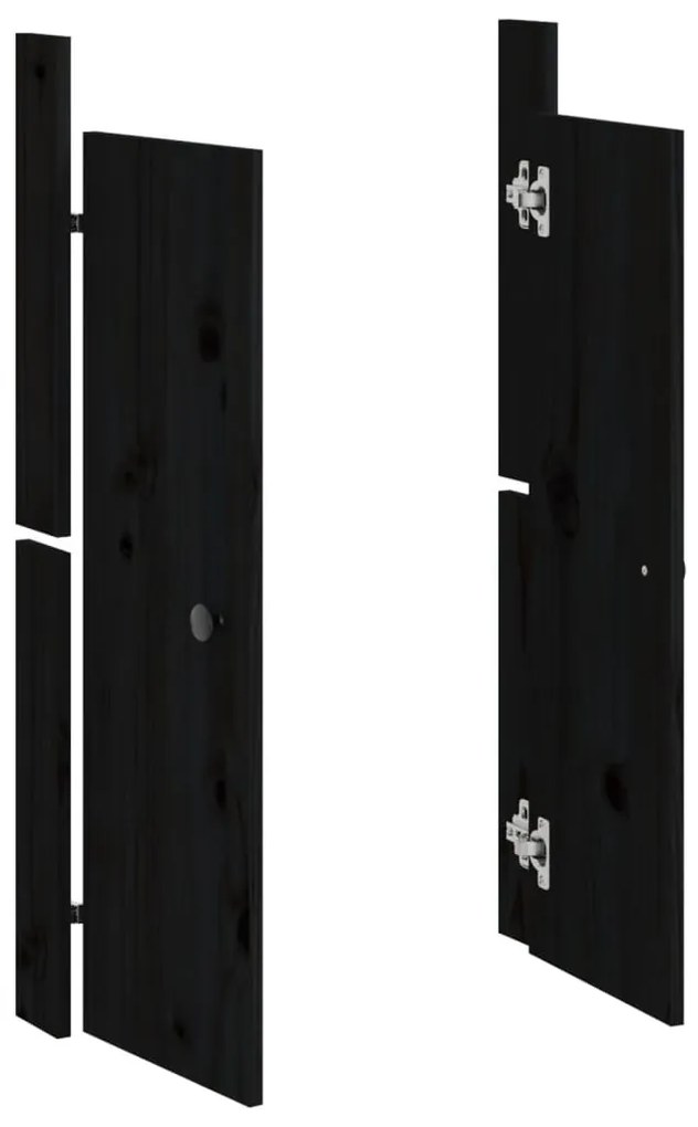 Portas cozinha p/ exterior 2 pcs 50x9x82 cm pinho maciço preto