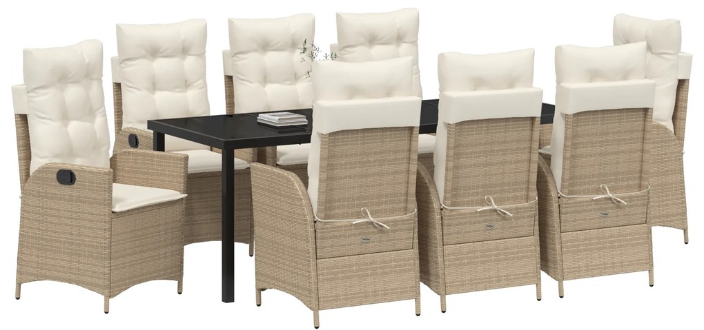 Conjunto de Jantar de Jardim com Almofadas - Poliratan Bege