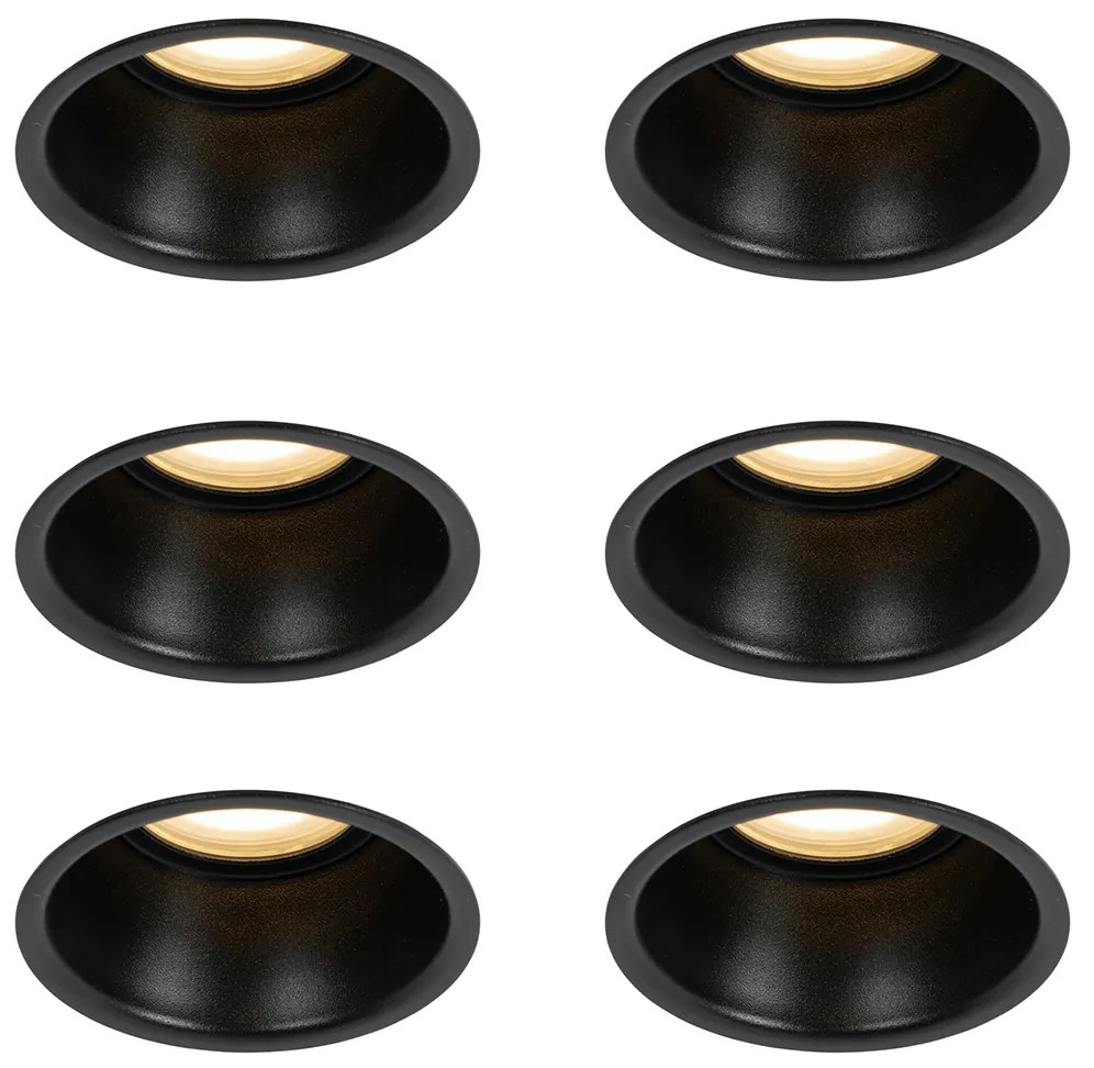 Conjunto de 6 Focos Embutidos Pretos GU10 50mm IP44 - Dept Moderno