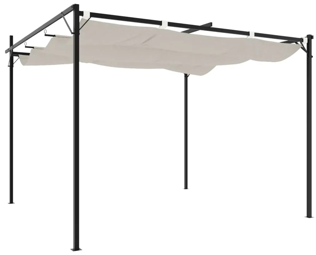 Pérgola com toldo retrátil 295x292x230 cm cor creme