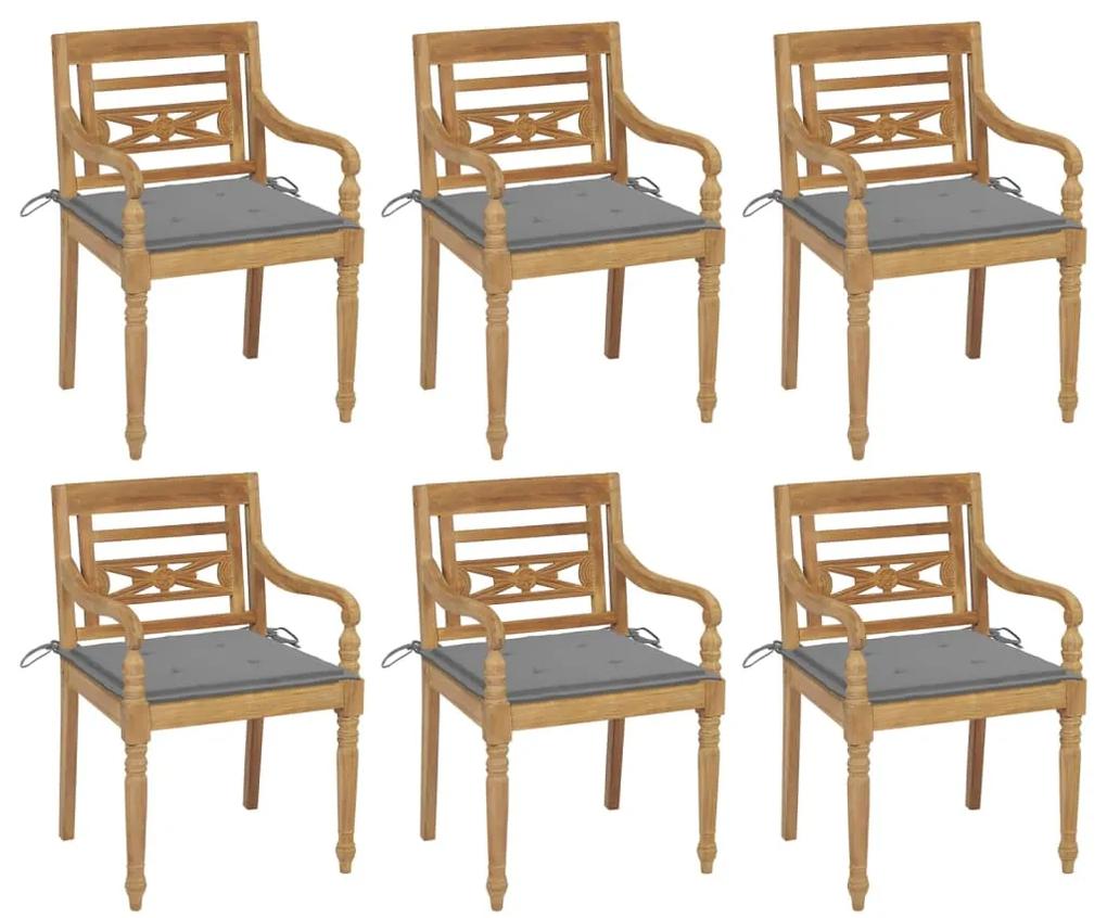 Cadeiras Batávia com almofadões 6 pcs madeira de teca maciça