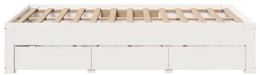 Cama sem colchão com gavetas 120x190 cm pinho maciço branco
