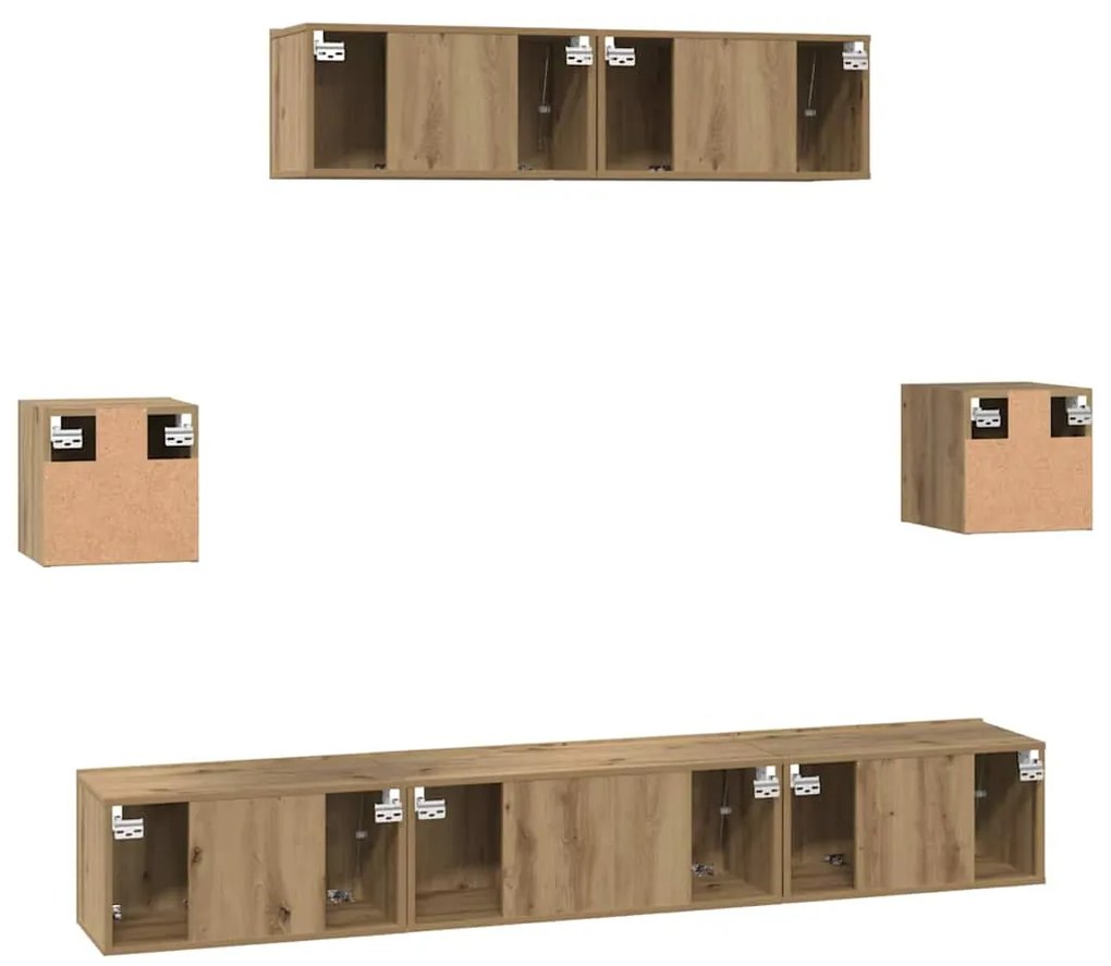Conjunto de móvel de TV 7 pcs carvalho artisiano