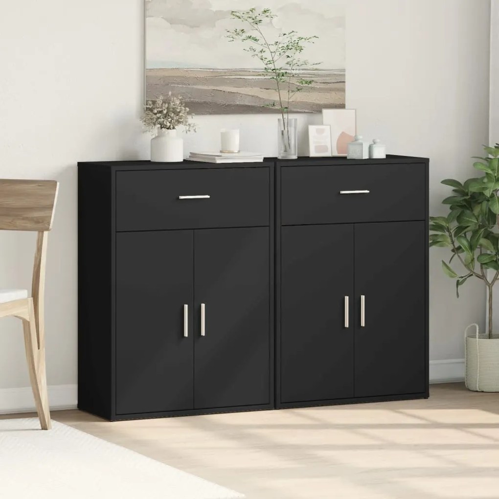 Aparadores 2 pcs 60x30x84 cm derivados de madeira preto