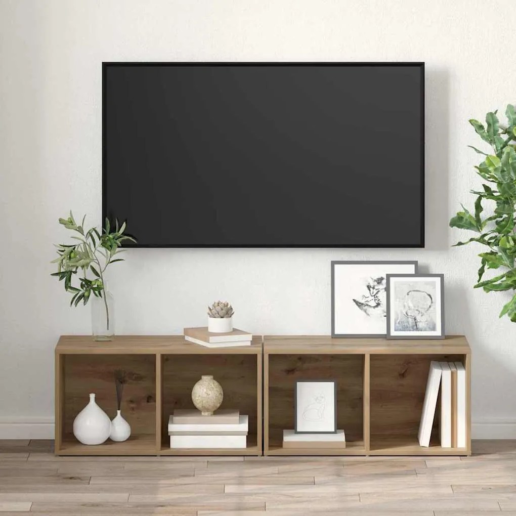 Conjunto de móvel de TV 2 pcs Carvalho Artesanal