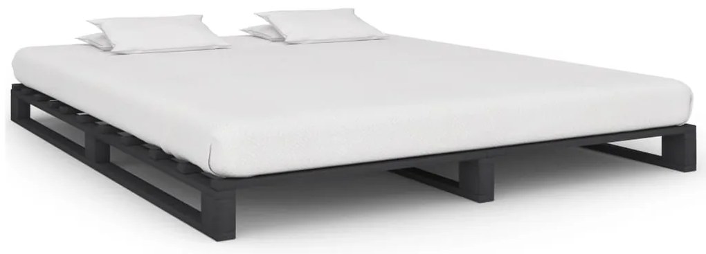 Estrutura de cama em paletes pinho maciço 160x200 cm cinzento