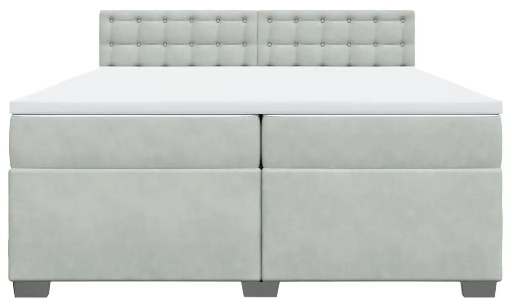 Cama com molas/colchão 200x200 cm veludo cinzento-claro