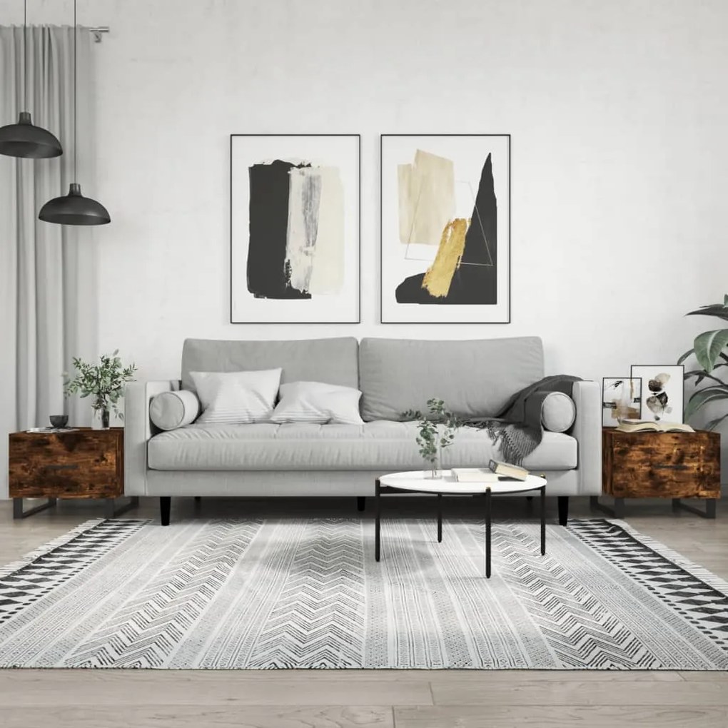 829455 vidaXL Mesa centro 2 pcs 50x50x40 cm madeira processada cor fumado