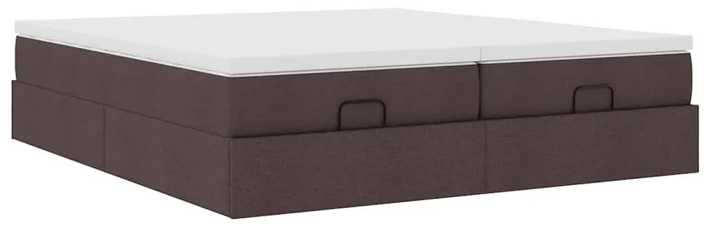 Estrutura de cama otomana com colchões tecido castanho escuro