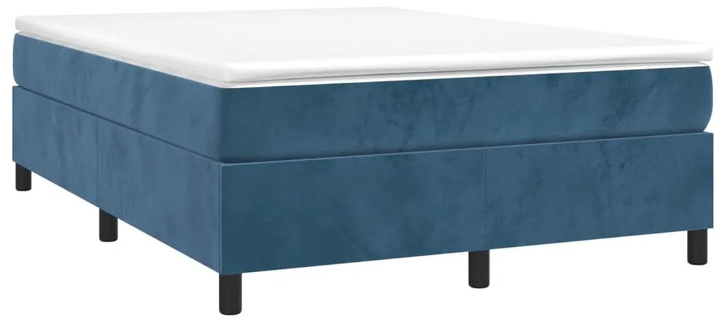 Estrutura de cama sem colchão 140x200 cm veludo azul-escuro