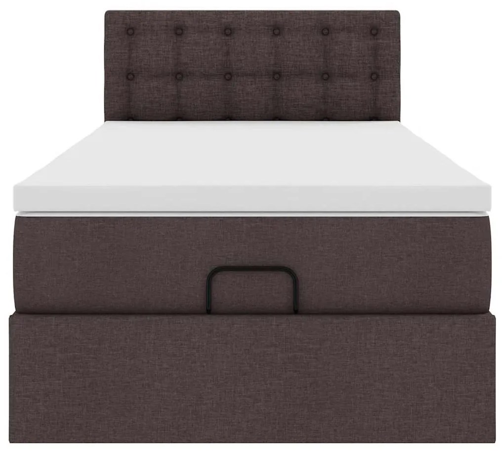 Cama otomana com colchão 100x200 cm tecido castanho escuro