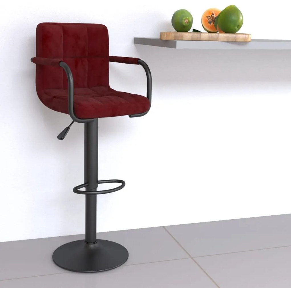 vidaXL Banco de bar veludo vermelho tinto