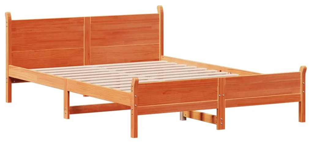 Cama sem colchão 140x190 cm pinho maciço castanho-mel