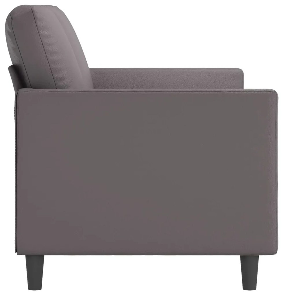 Sofá de 3 lugares 180 cm couro artificial cinza