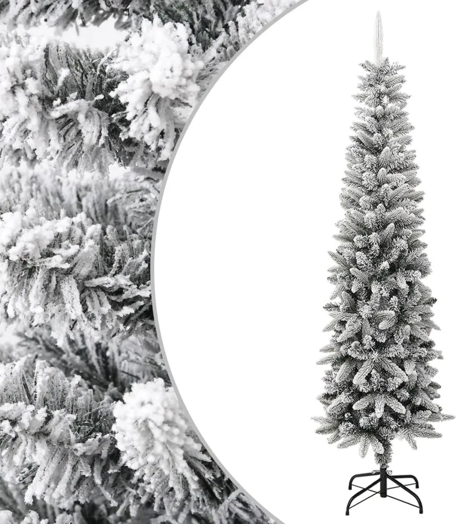 vidaXL Árvore de Natal artificial fina com neve PVC e PE 240 cm