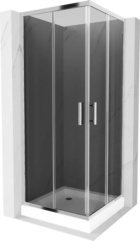 Mexen Rio cabine de duche quadrada 70 x 70 cm, grafite, cromado + base de duche, branco - 860-070-070-01-40-4510