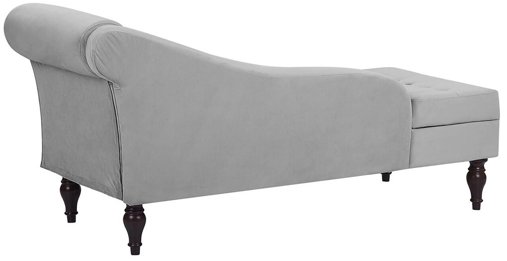 Chaise-longue à direita com arrumação em veludo cinzento claro PESSAC II Beliani