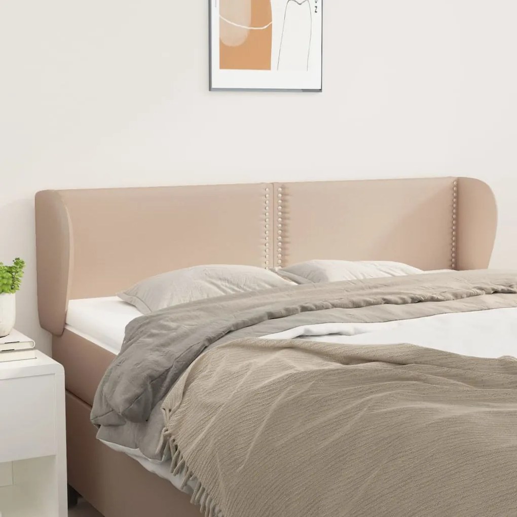 Cabeceira cama abas couro artificial 147x23x78/88 cm cappuccino