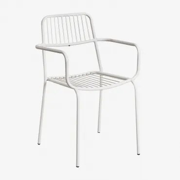 Pacote De 2 Cadeiras De Jardim Empilháveis Elton Com Braços Gardénia Branco - Sklum