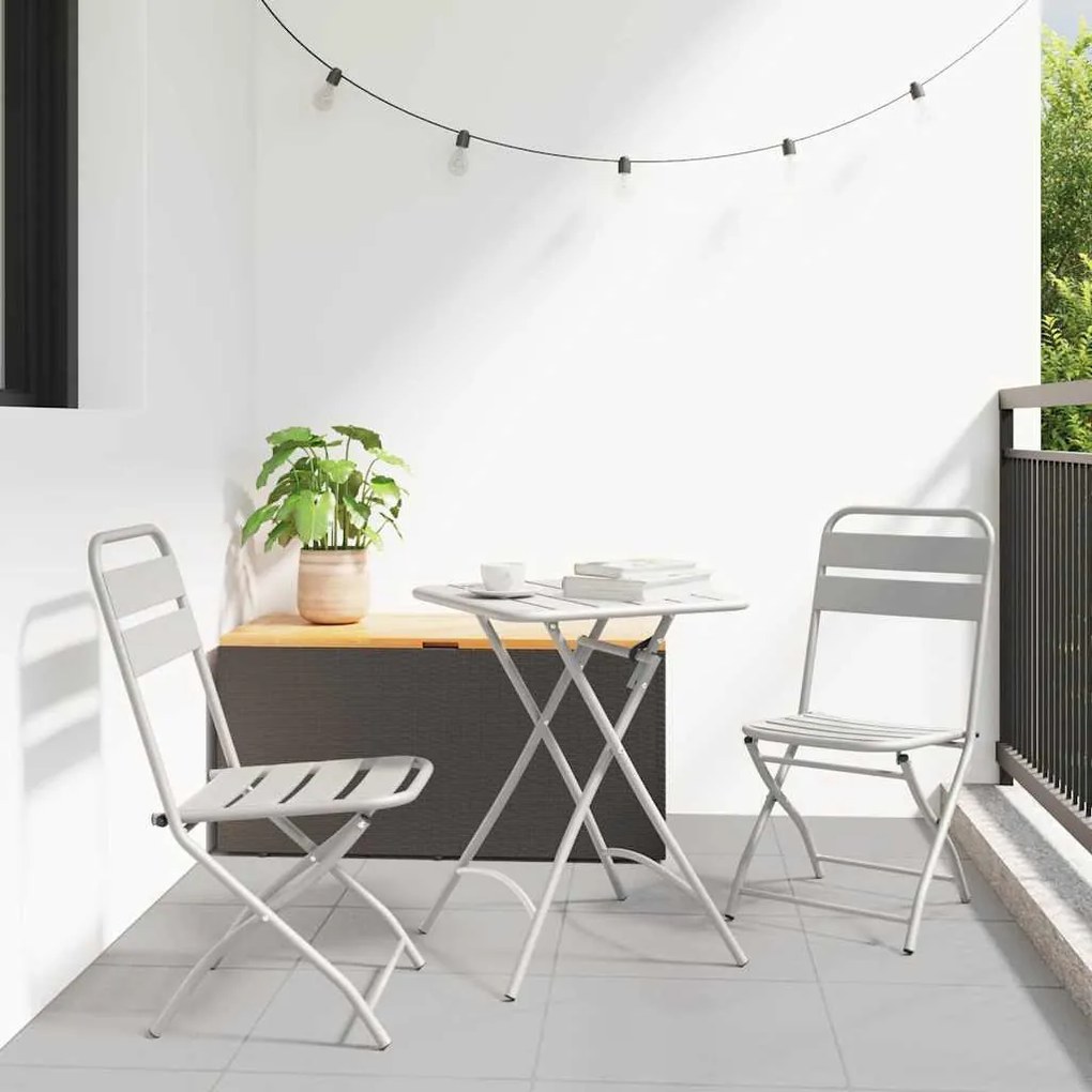 vidaXL Conjunto de Bistro Dobrável 3 Peças em Bege Aço