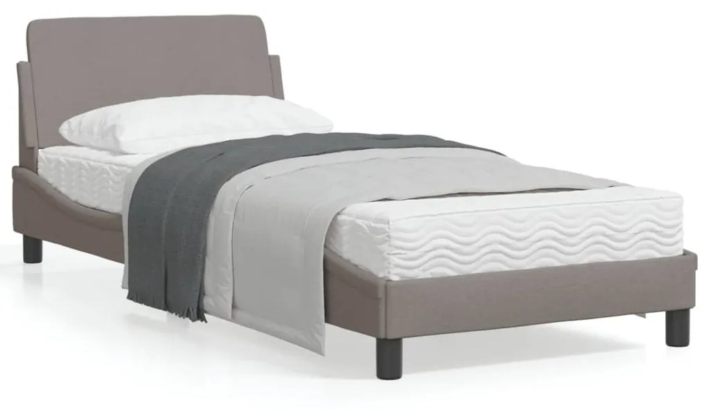 vidaXL Estrutura de cama c/ cabeceira sem colchão tecido 90x200 cm