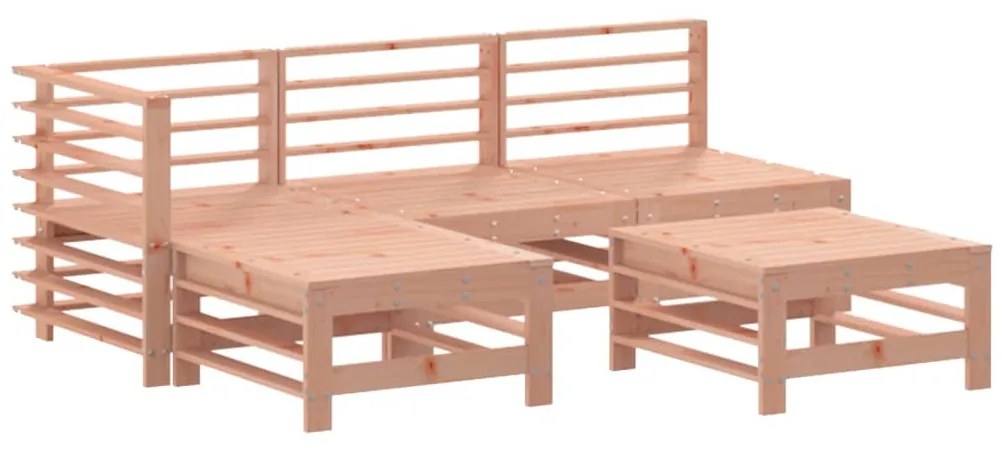 5 pcs conj. lounge jardim com almofadões madeira douglas maciça