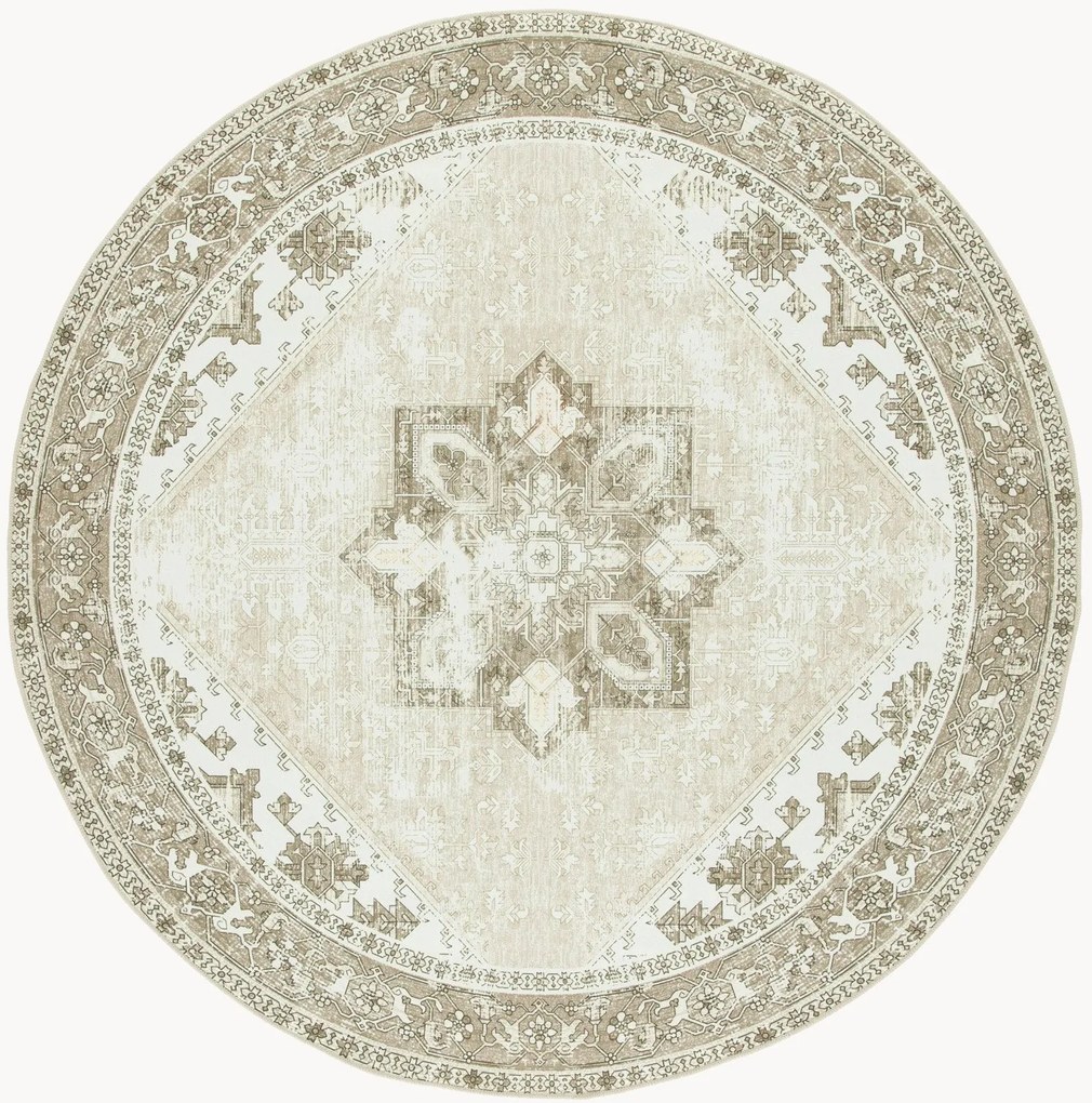 Tapete redondo artesanal de pelo curto lavável Kushim