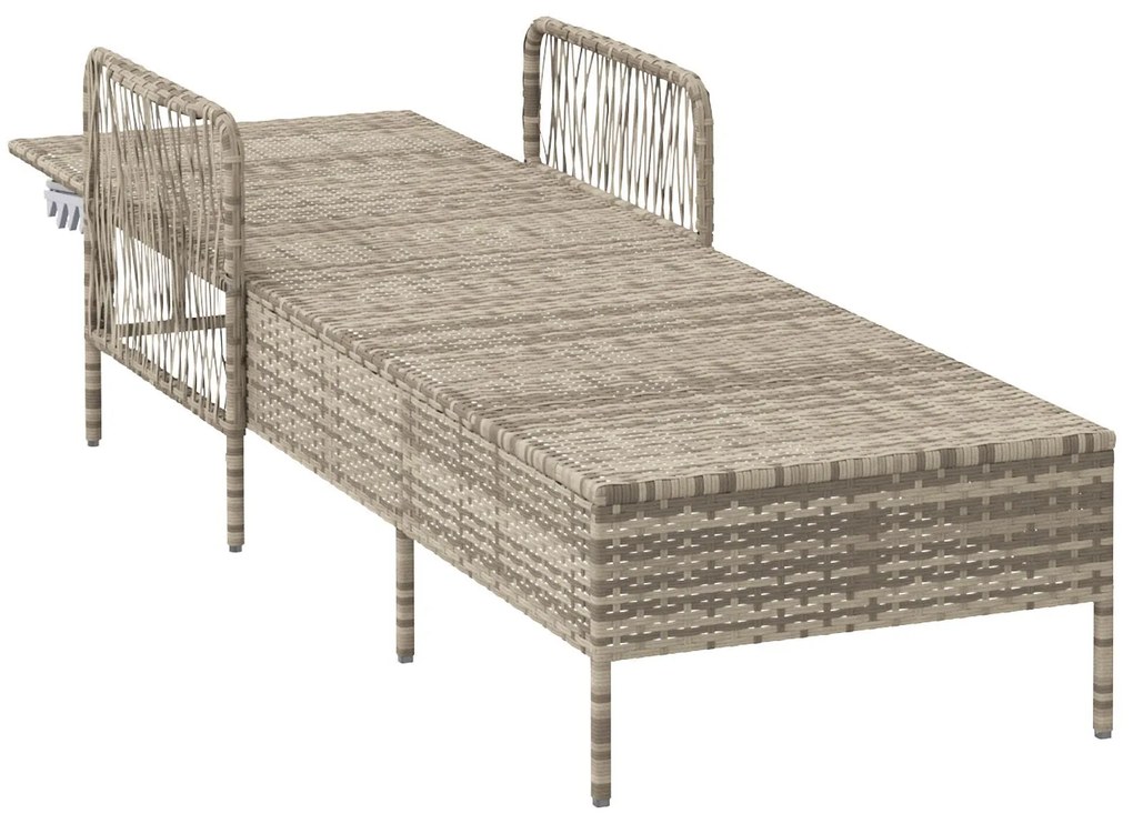 Espreguiçadeira Cinza claro Rattan PE 157 x 55 x 92 cm Dobrável