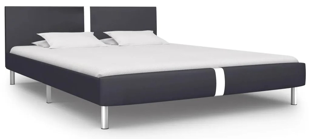 Estrutura de cama 140x200 cm couro artificial preto
