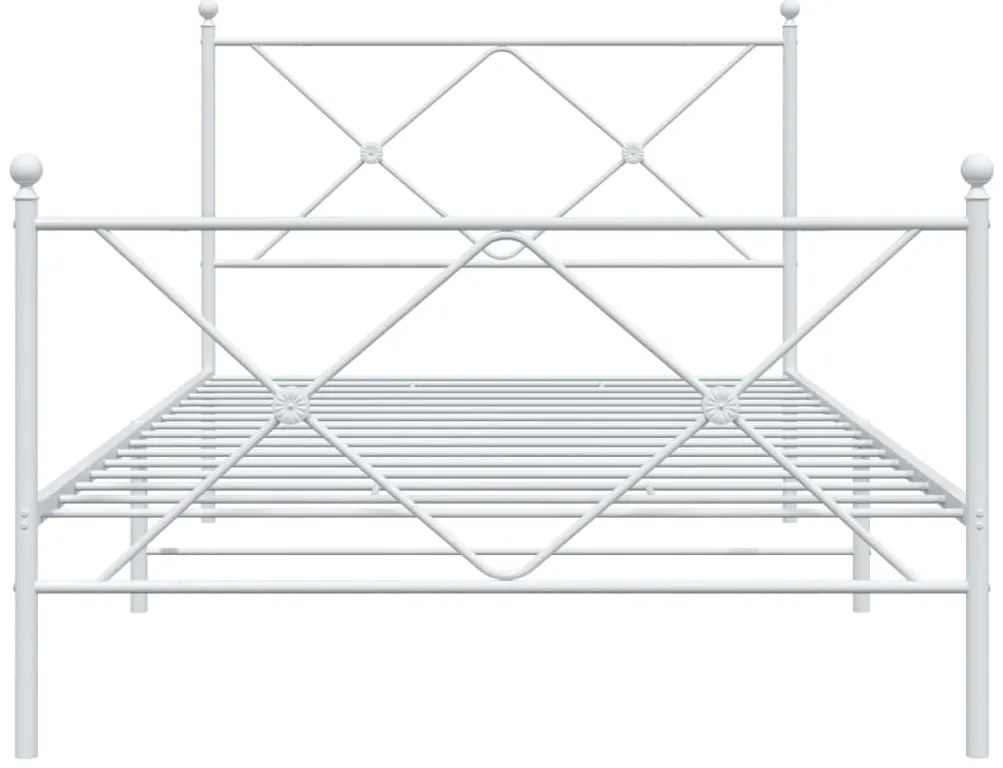 Estrutura de cama com cabeceira e pés 100x200 cm metal branco