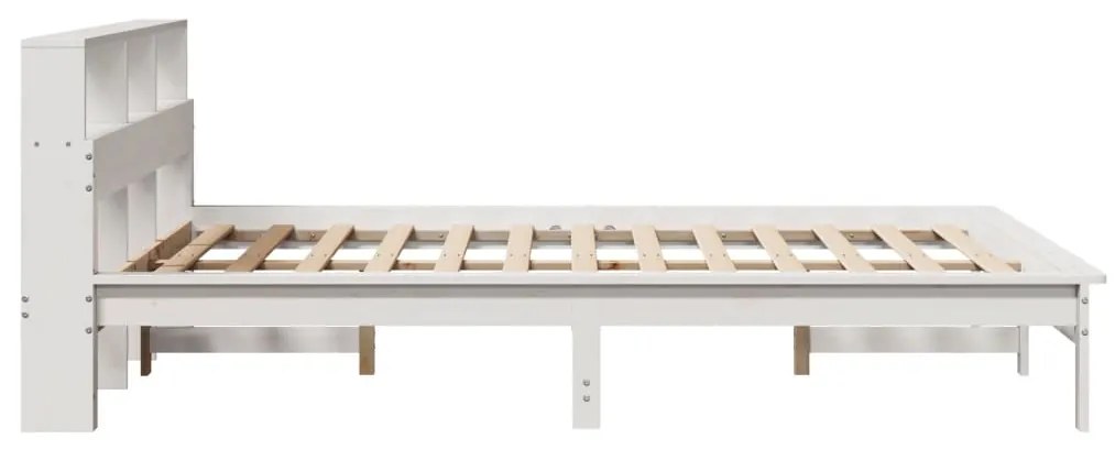 Cama com estante sem colchão 120x190 cm pinho maciço branco